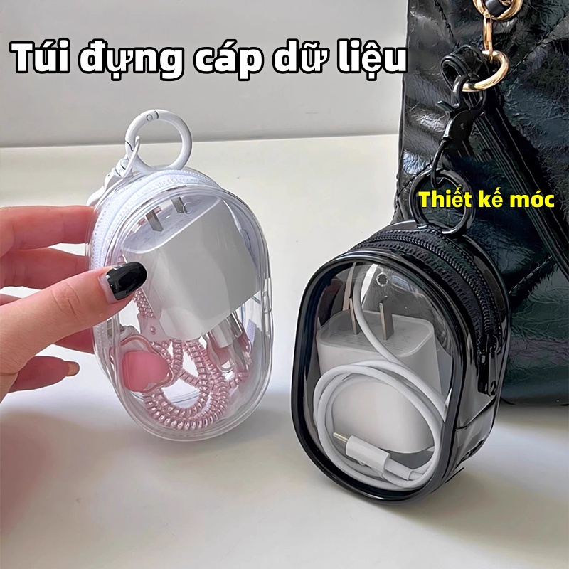 - COD Đầu sạc Túi lưu trữ cáp dữ liệu Túi lưu trữ trong suốt đơn giản Túi lưu trữ móc chìa khóa