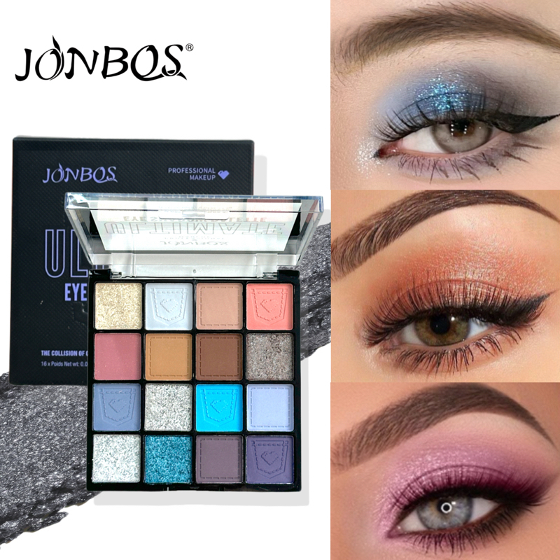 Bảng Phấn Mắt 16 Màu Nhũ ngọc trai mờ Cam Nâu Tông Màu Mắt Trang Điểm Chống Thấm Nước J107