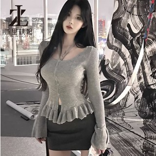  ZHELIHANGFEI Áo sweater Cổ Yếm Phong Cách Phương Tây Thời Trang Thu Đông Cho Nữ 