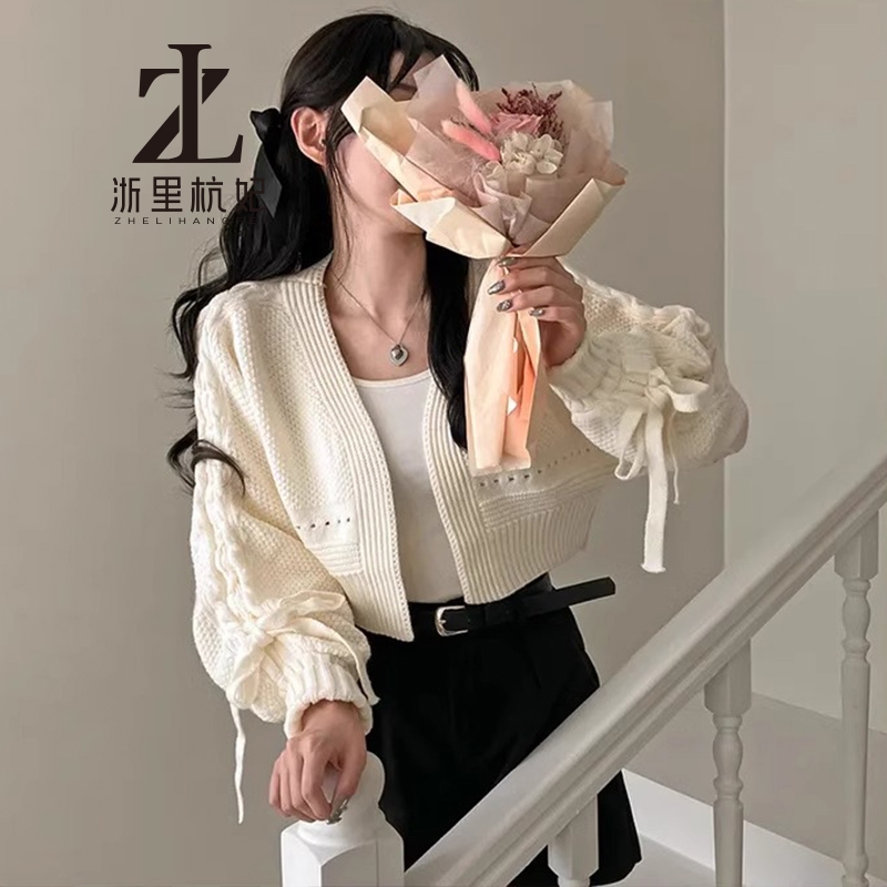 ZHELIHANGFEI Hàn Quốc Hàn Quốc sang trọng Pháp Phong cách nhẹ nhàng Thiết kế rỗng Tất cả các trận đấu Áo khoác dệt kim dài tay Nơ Áo khoác nữ | BigBuy360 - bigbuy360.vn