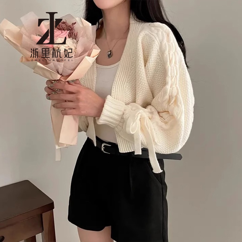 ZHELIHANGFEI Hàn Quốc Hàn Quốc sang trọng Pháp Phong cách nhẹ nhàng Thiết kế rỗng Tất cả các trận đấu Áo khoác dệt kim dài tay Nơ Áo khoác nữ | BigBuy360 - bigbuy360.vn