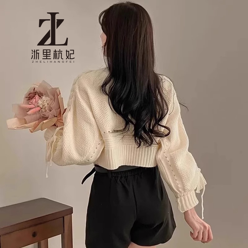 ZHELIHANGFEI Hàn Quốc Hàn Quốc sang trọng Pháp Phong cách nhẹ nhàng Thiết kế rỗng Tất cả các trận đấu Áo khoác dệt kim dài tay Nơ Áo khoác nữ | BigBuy360 - bigbuy360.vn