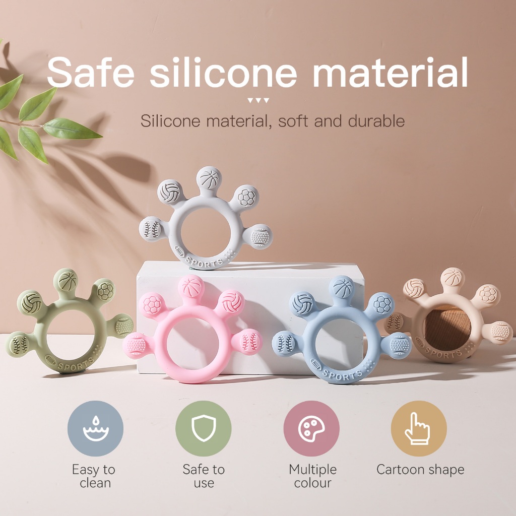 Bé Silicone Cảm Giác Họa Tiết Miếng Dán Hoạt Hình Bóng Đá Hình Thực Phẩm Cấp BPA Free Trẻ Sơ Sinh Mọc Răng Hàm Đồ Chơi
