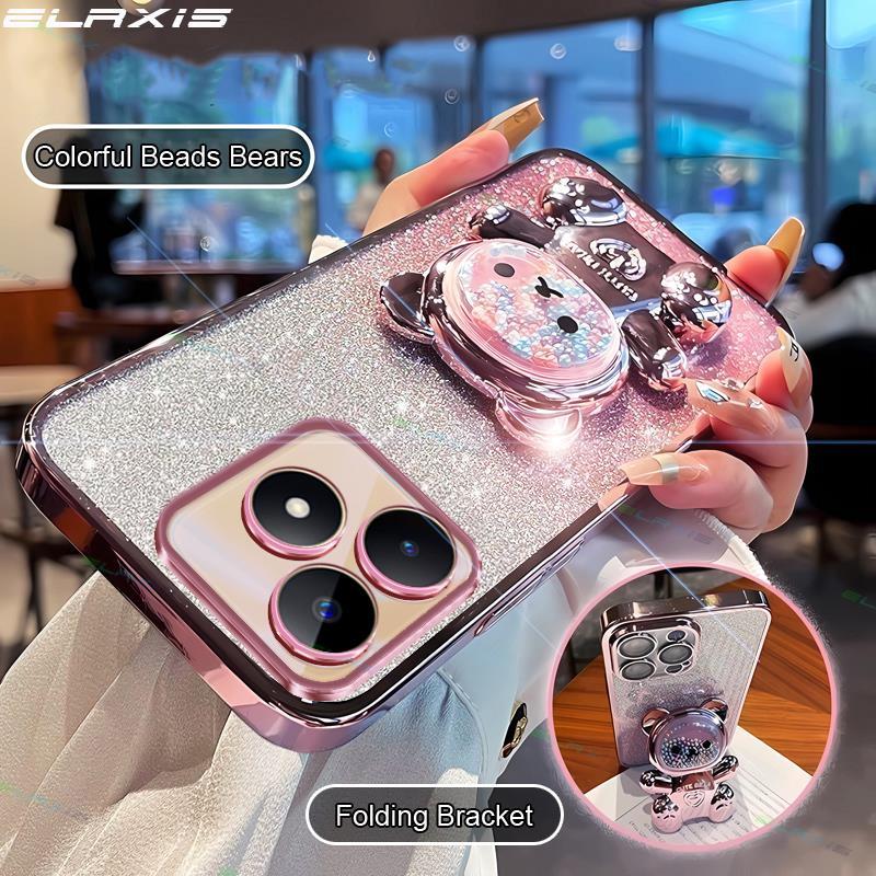 Elaxis Vỏ Cho Realme C60 Vỏ Điện Thoại Giảm Căng Thẳng Nhiều Màu Sắc Hạt Gấu Gấp Đứng Dần Dần Dài Mềm TPU ốp Lưng ES002