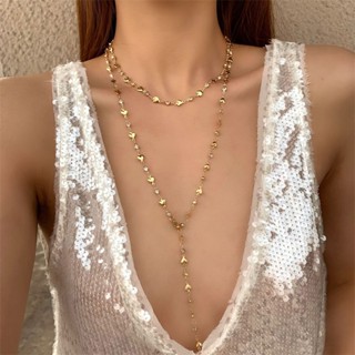 Thời Trang Hai Lớp Boho Trái Tim Nhiều Màu Sắc Zircon Mặt Dây Chuyền Vòng Cổ Dài Choker Dây Xích Nữ Kim Loại Trang Sức Cho Nữ Quà Tặng Ngày Sinh Nhật