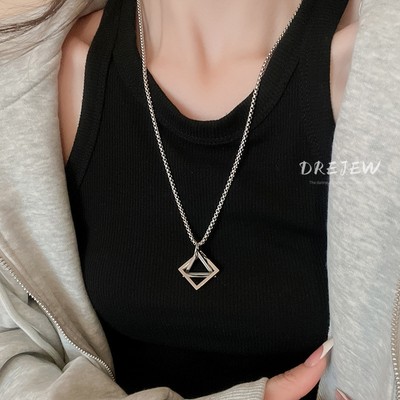 DREJEW Thép không gỉ hình tam giác mặt dây chuyền vòng cổ thiết kế nặng nề trang sức cho nữ