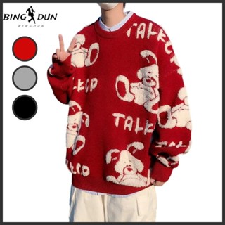 Áo Len Dáng Rộng Thêu Họa Tiết Giáng Sinh Phong Cách Hàn Quốc Unisex áo Dệt Kim Len Clothing Sweater Nam Form Rộng Sweater Stussy