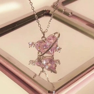🎉sparkly🎉 vòng cổ vua hồng kim cương trái tim tình yêu vòng cổ  sinh viên ngọt ngào nữ