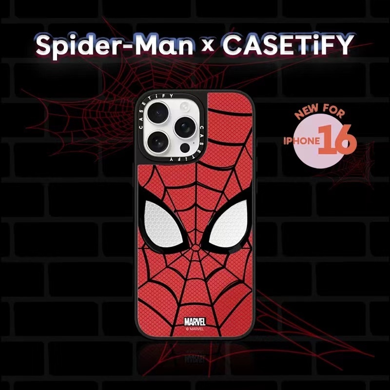 Ốp điện thoại gương người nhện CASETIFY X Marvel cho iphone 16 Pro Max i16 16Plus 15 Pro Max 15 Plus