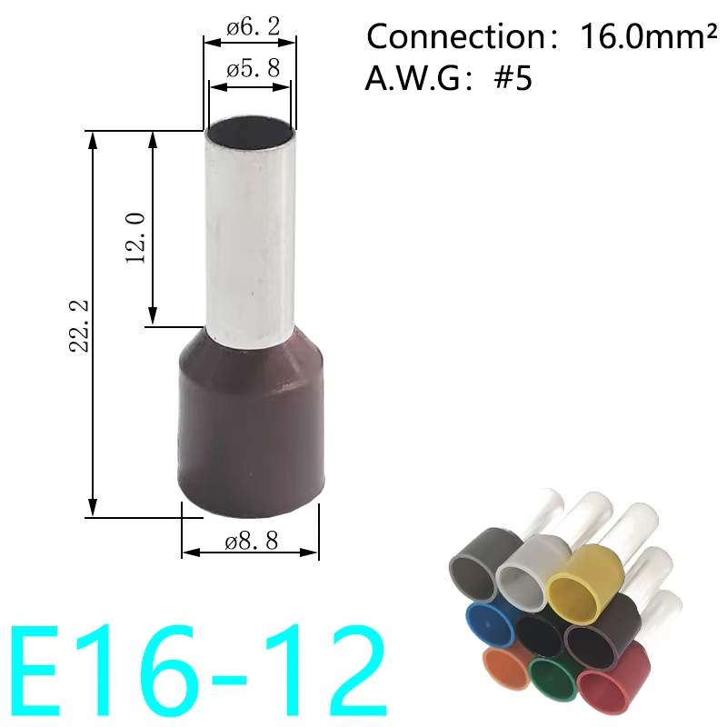 Đầu nối dây đầu cuối E16-12 cho dây 6mm 100 CÁI
