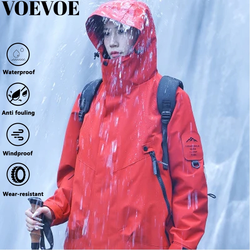  Áo khoác cặp đôi VOEVOE Áo khoác hai mảnh chống nước ngoài trời chống gió và ấm áp 