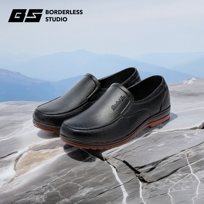 818 Nhựa Bò Tendon Đế Giày Đi Mưa Nam Giày Công Sở Thấp Đầu Ngắn Chống Trơn Trượt Giày Nhà Bếp Nam Cao Su