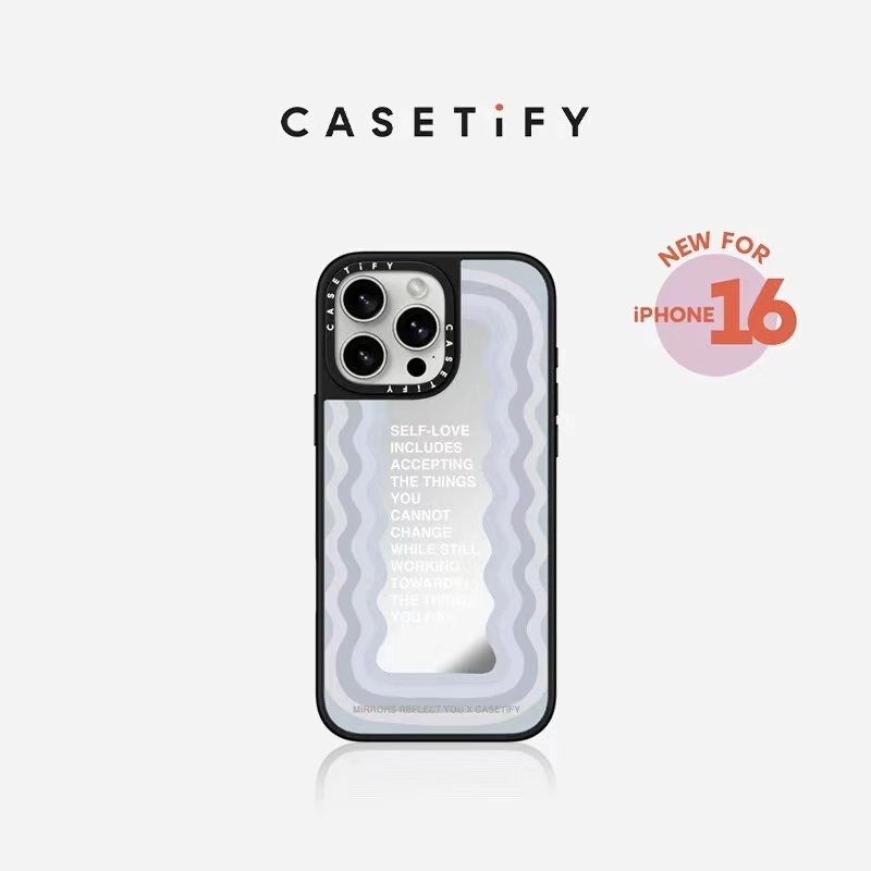 Casetify Purple Waves Trích dẫn truyền cảm hứng Ốp điện thoại gương cho iphone 16 Pro Max i16 16Plus