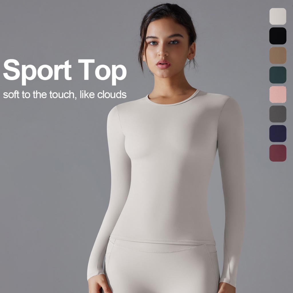 Nessaj Yoga Top Dài Tay Tập Gym Thể Thao Chặt Áo Dành Cho Nữ Chạy Xe Đạp Tập Thể Dục Quần Áo Tập Luyện