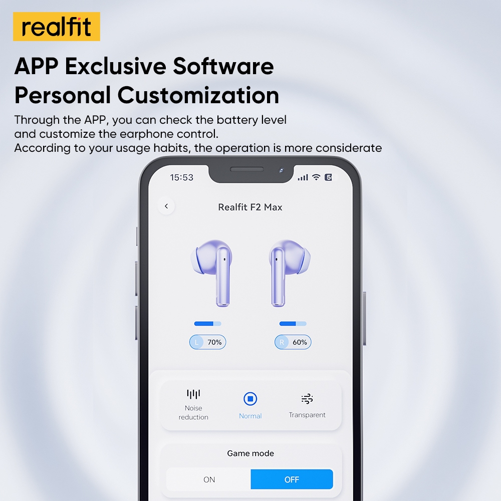Tai nghe Bluetooth Realfit F2 Max khử tiếng ồn chủ động Âm trầm đục lỗ ANC năng động thông minh có Mic | BigBuy360 - bigbuy360.vn