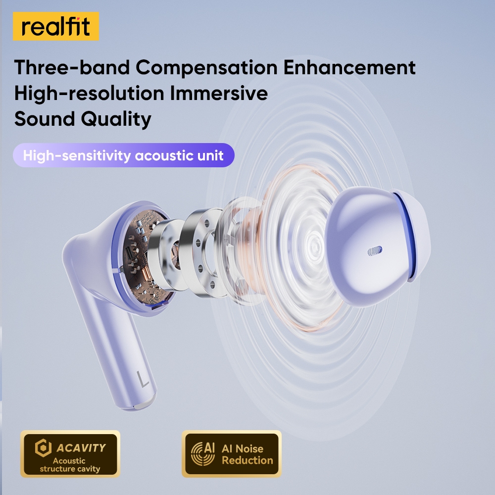 Tai nghe Bluetooth Realfit F2 Max khử tiếng ồn chủ động Âm trầm đục lỗ ANC năng động thông minh có Mic | BigBuy360 - bigbuy360.vn