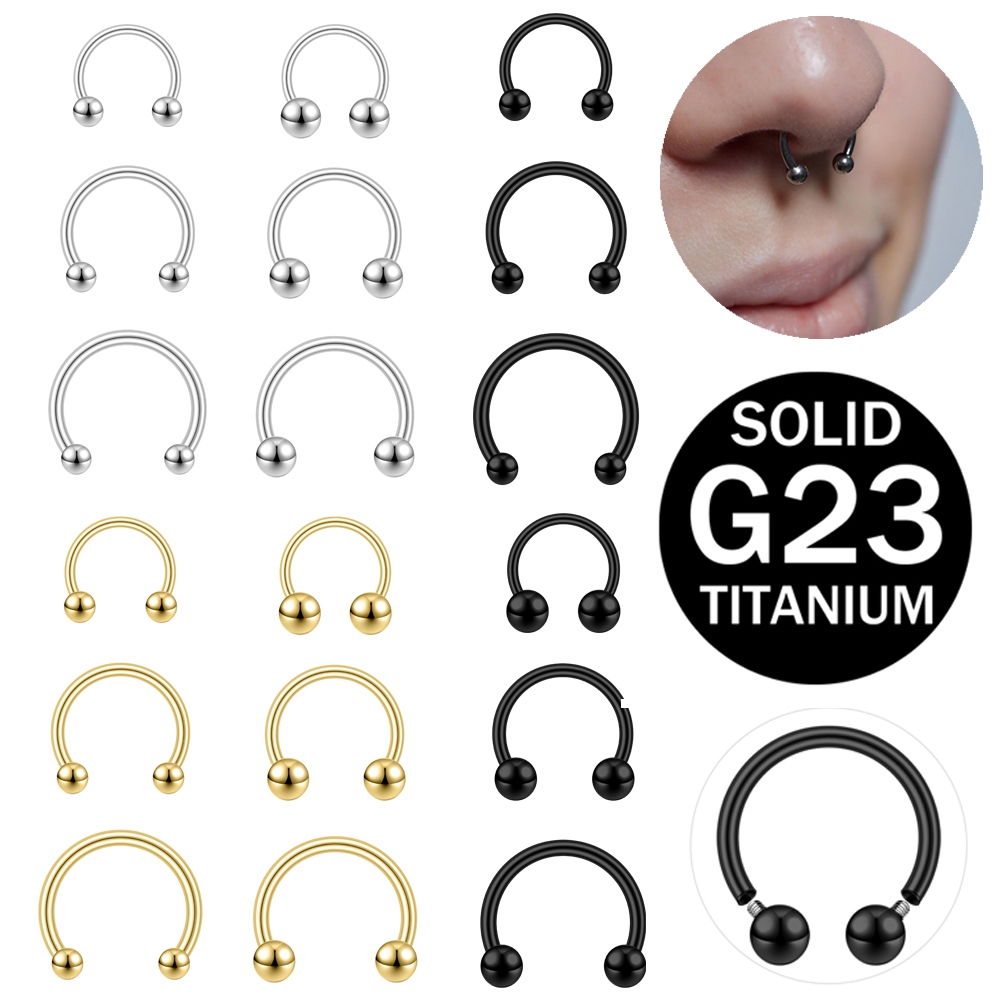 1 PC G23 Titan Mũi Vòng Bên Trong Ren Mũi Xuyên 14G / 16G Septum Nhẫn Vàng Septum Xuyên Bạc Cơ Thể X