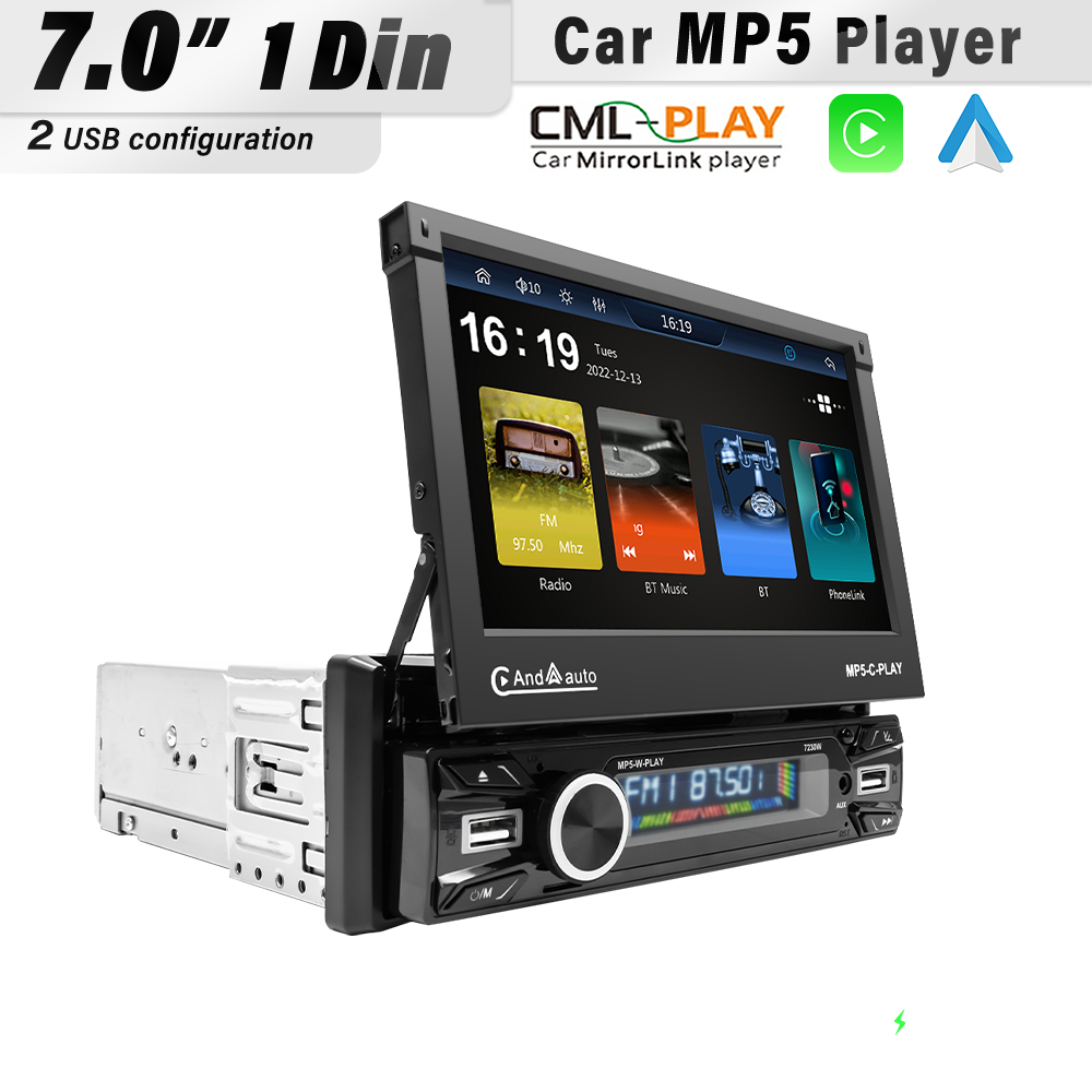 [50% OFF] 7Inch Wireless Android Auto CarPlay 1Din Video Multimedia MP5 Player Retractable Touch Scr