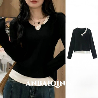 ANBAIQING áo phông áo thun nữ áo len cardigan Trendy Minimalist INS Casual GM2453ZVC