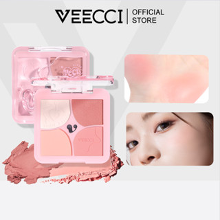 VEECCI Phấn Má Hồng Và Bắt Sáng 4 Ô Đa Năng Mềm Mịn Tự Nhiên Màu Hồng Khỏa Thân Lâu Trôi 6g