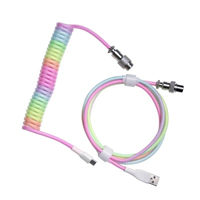 Tùy chỉnh một lớp PET cơ khí bàn phím cuộn USB để loại C Mini Mini xoắn ốc cáp đầy màu sắc GX12 Aeroscoket