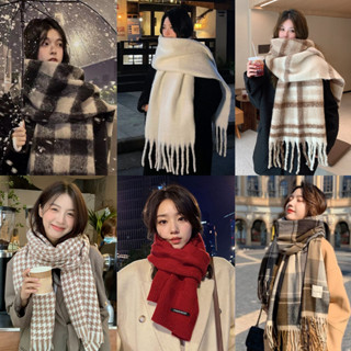 Gjcute Khăn Choàng Cổ Ấm Áp Phong Cách Vintage