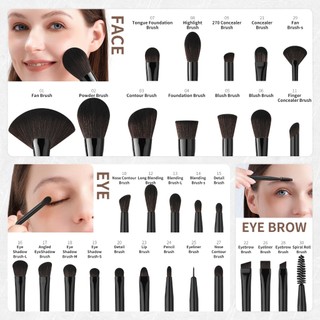 DAIKOU Bộ cọ trang điểm 30 chiếc Bàn chải trang điểm chuyên nghiệp