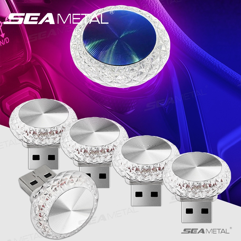 Đèn LED USB Di Động Ô Tô SEAMETAL USB Đèn Xung Quanh Mini LED Trang Trí Không Khí Đèn Cho Nội Thất Ô Tô Môi Trường Ánh Sáng Máy