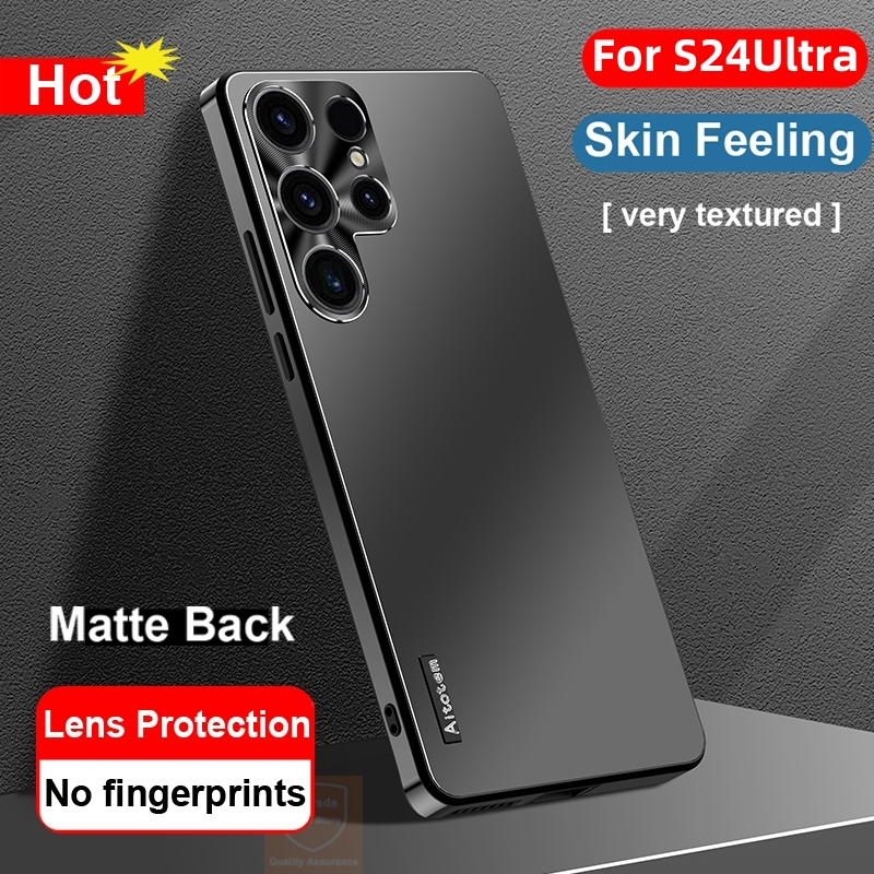 Ốp Điện Thoại PC Cứng Mặt Nhám Viền Kim Loại Bảo Vệ Camera Cho Samsung galaxy S24 S21 S22 S23 Ultra + Plus