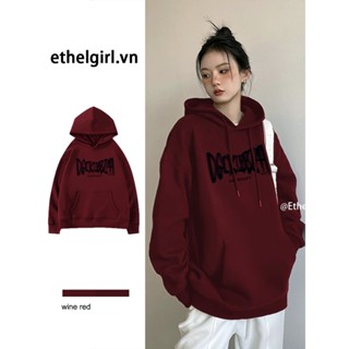 Ethelgirl Retro Đỏ Năm Mới Giáng Sinh In Chữ Unisex Áo Khoác Rời Nữ Quần Áo Phù Hợp Với Hàng Đầu