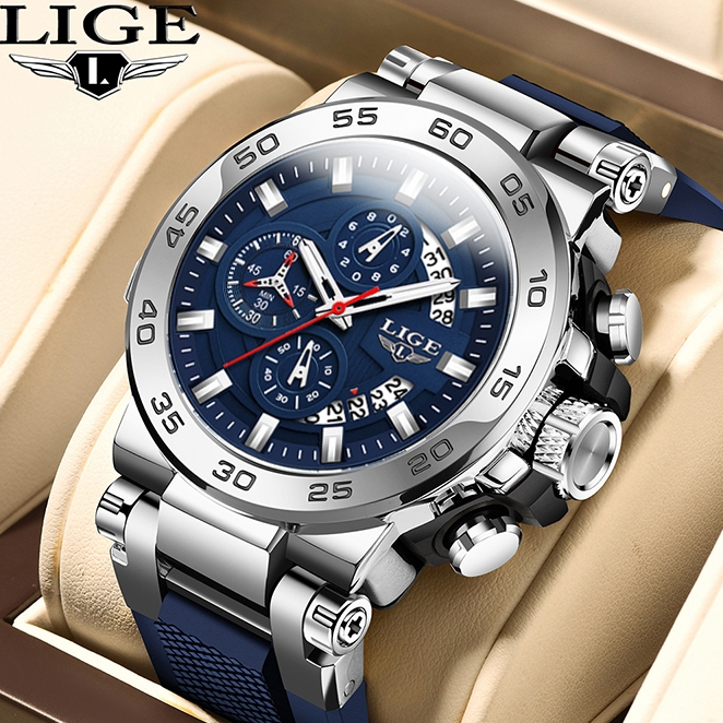 Đồng hồ nam LIGE Đồng hồ dạ quang thể thao chống nước thời trang chính hãng