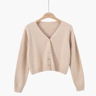 YAYUAN Ngắn đan cardigan nữ dài tay áo màu đen | BigBuy360 - bigbuy360.vn