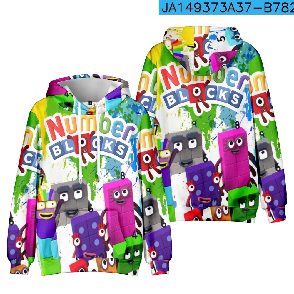 Số Khối Áo Số Numberblocks Chữ Phong Cách Trẻ Em Người Lớn 3D Hoạt Hình Áo Khoác