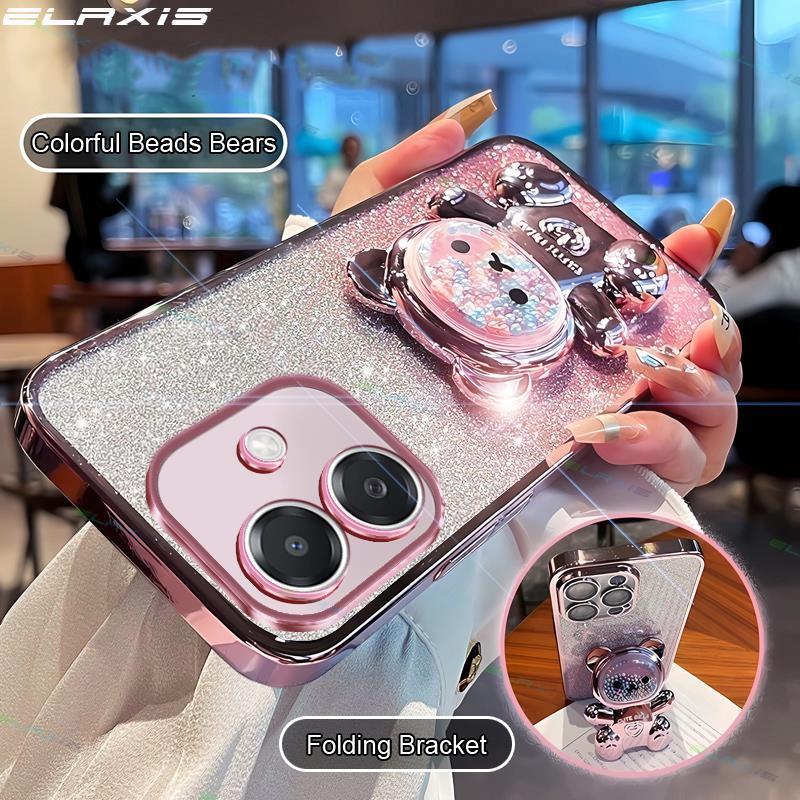 Vỏ ELAXIS cho OPPO A3 / A3x Ốp Điện Thoại Giảm Căng Thẳng Nhiều Màu Sắc Hạt Gấu Gấp Đứng Dần Lấp Lánh Mềm TPU ốp Lưng ES002