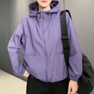  Áo Gió Nữ Mùa Hè   Thu Mới Rời Màu Tím Chống Nắng Áo Khoác Crop 