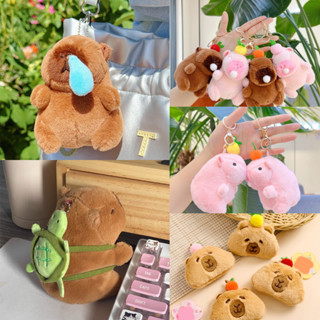 [Gi] Kawaii Sang Trọng Ngáy Capybara Móc Khóa Capybara Dễ Thương Có Túi Rùa Móc Khóa Búp Bê Sáng Tạo Lông Tơ Đồ Chơi Nhồi Bông Quà Tặng Sinh Nhật