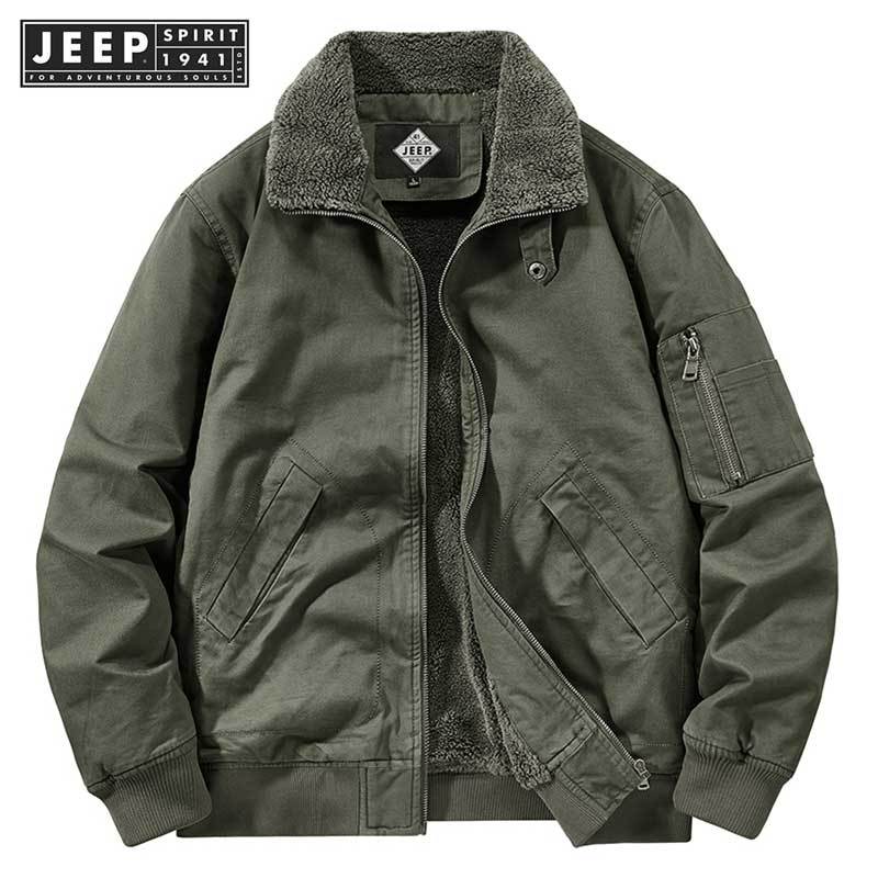 Jeep SPIRIT 1941 ESTD Áo khoác nhung dày mới áo khoác cotton nguyên chất áo khoác nam thường ngày