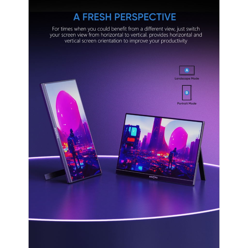 Màn hình chơi game di động ARZOPA-Z1FC, 16,1 '144Hz, 100% sRGB, 1080P HDR với màn hình máy tính xách tay HDMI USB 3.1 cho Switch, PlayStation, Xbox, PS5, Mac | BigBuy360 - bigbuy360.vn