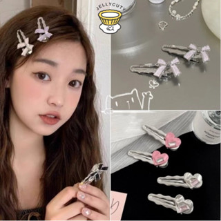 🍥jellycuty🍥Kẹp Tóc Kim Loại Hình Mỏ Vịt / Trái Tim Đính Đá Lớn Kiểu Hàn Quốc Ngọt Ngào Cho Nữ