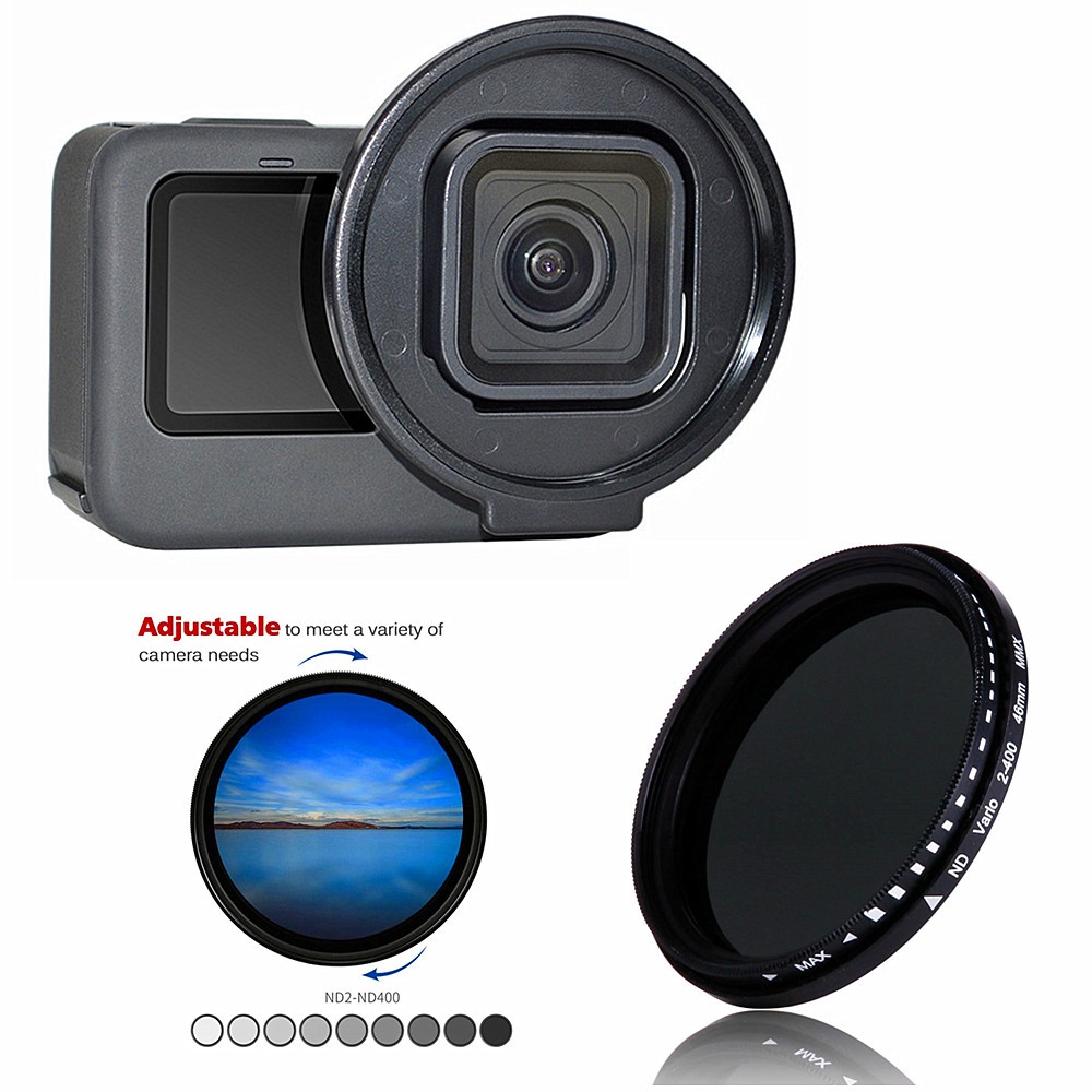 Dành cho Gopro ND2-400 ND1000 ND lọc & vòng adapter cho Hero 8/9/10/11/12/13 Đen