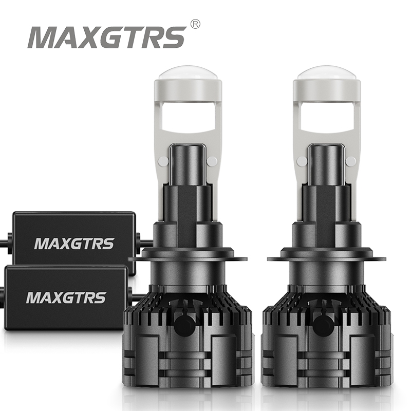 Maxgtrs 2x H4 Hi / Lo H7 Ống Kính Máy Chiếu Bi-Led H8 H11 9005 HB3 9006 HB4 Bóng Đèn Pha Ô Tô Canbus