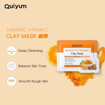 Quiyum Turmeric Vitamin C Clay Mask Even Out Skin Tone Cleaning Mud Mask Tăng cường rạng rỡ 5g