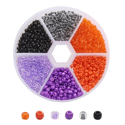 [3mm] Hộp hạt cơm đĩa 6 lưới Bộ hạt cơm theo chủ đề Halloween Trang sức ngày lễ DIY