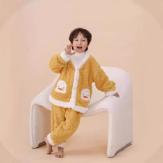Bộ đồ ngủ cardigan cardigan trẻ em 1-12 tuổi mới mịn nếp gấp jacquard rời flannel