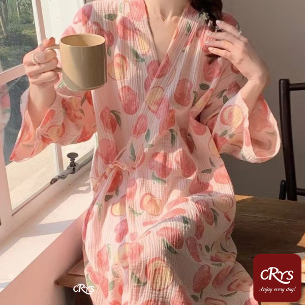 Áo ngủ xuân thu nữ đào áo choàng tắm mới kimono Nhật Bản yukata váy ngủ nữ đồ ngủ