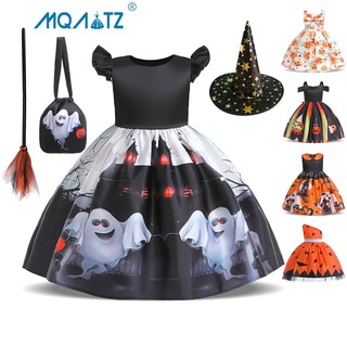 Mqatz Cosplay Halloween Đầm Công Chúa Hoa Văn Đảng Quần Áo Bé Gái Lễ Hội Trang Phục 2-10 Tuổi WS016