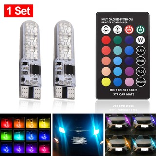 T10 w5w rgb đèn led 12smd 5050 canbus 194 168 xe có đèn flash điều khiển từ xa đọc sách nêm đèn nền