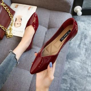 Size 34-46 Mũi Nhọn Giày Đế Bằng Nữ 2025 Xuân Thu Bằng Sáng Chế Da Nông Miệng Muỗng Giày Da Mềm Làm Việc Plus size Giày Nữ