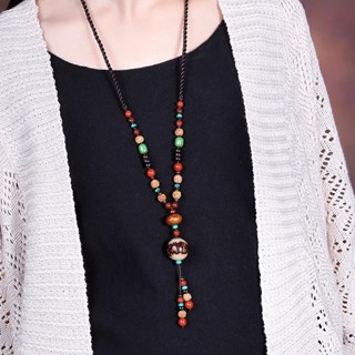 Thiết Kế Ban Đầu Cao Cấp Phong Cách Dân Tộc Bồ Đề Cổ Điển Áo Len Dài Dây Xích Boutique Retro Sườn Xám Rồng Họa Tiết Phượng Hoàng Mã Não Đá Đỏ Vòng Cổ Phù Hợp Với Đính Hạt Mặt Dây Chuyền Thu Đông Quà Tặng Giáng Sinh Phụ Kiện Nữ