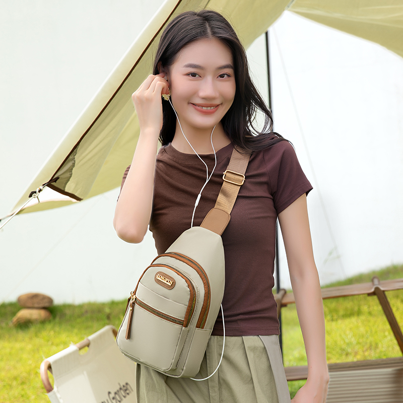 Túi đeo chéo nhỏ bằng vải Canvas thông thường dành cho nữ, Túi đeo ngực di động nhiều ngăn